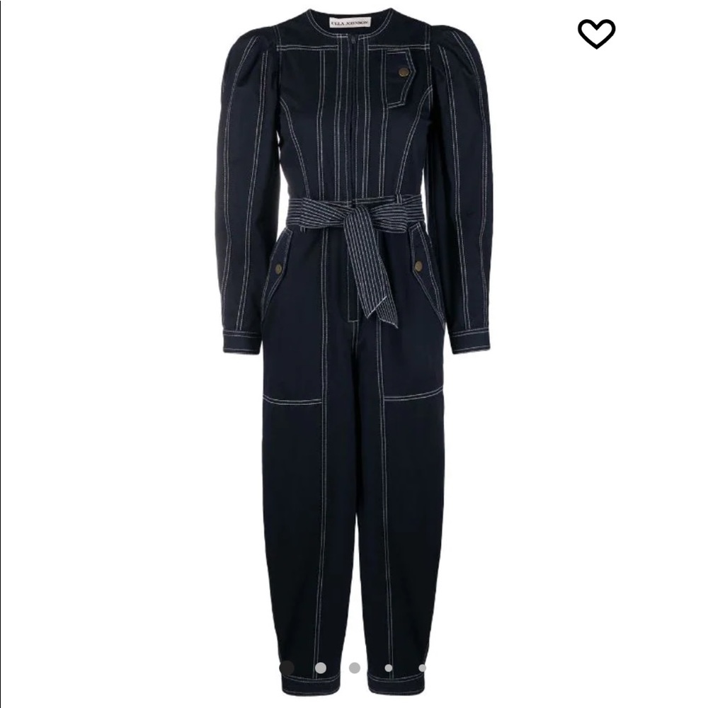 Ulla Johnson NEW WITH TAGS Leo contrast-stitching denim jumpsuit SIZE 6